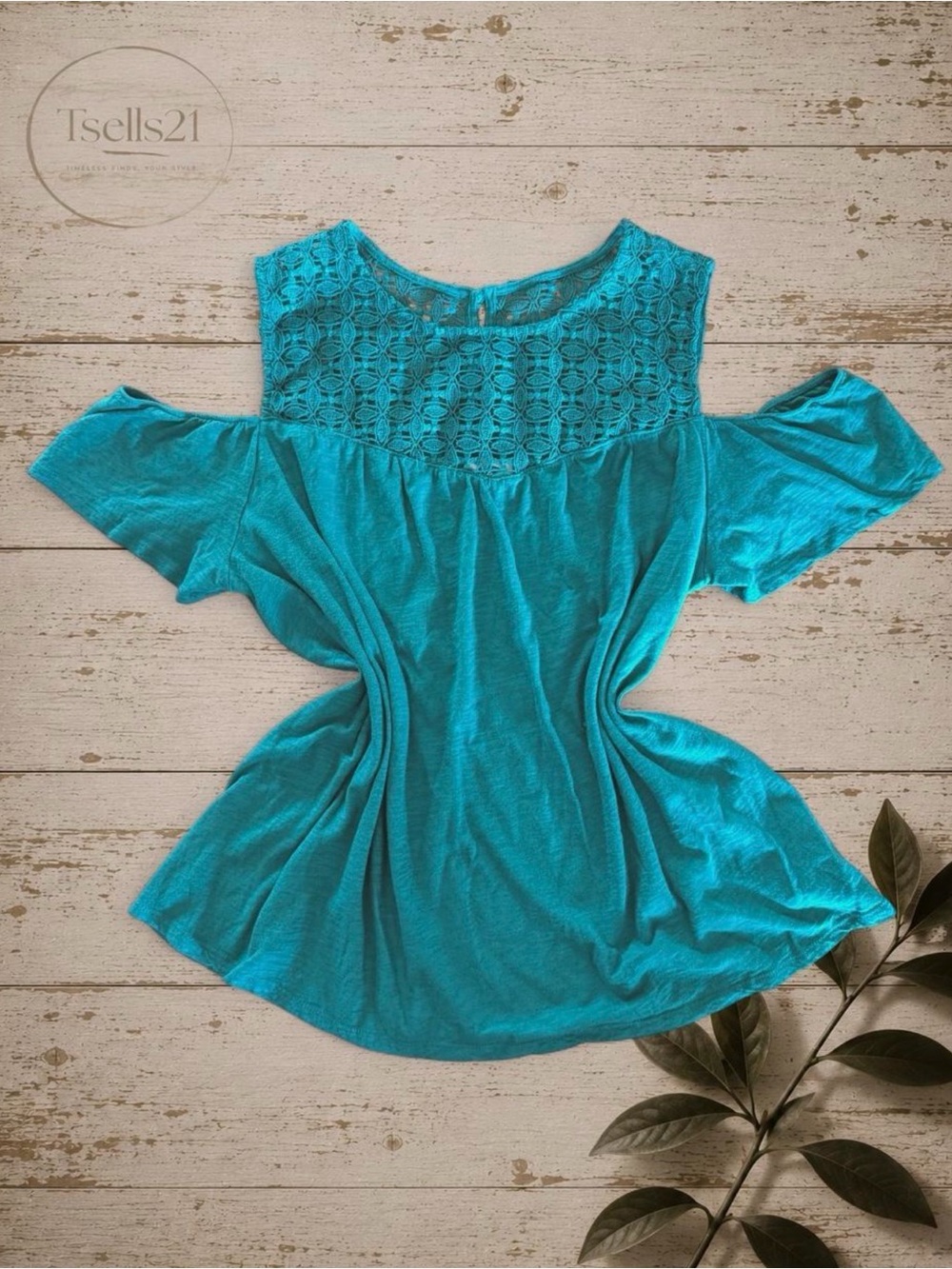 Old Navy Teal Cold-Shoulder Top - Size XL